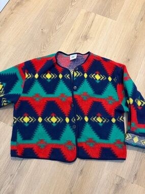 Vintage David Wayne Geometric Patterned Button Cardigan crop